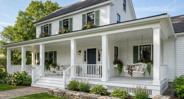 Classic white covered farmers porch
