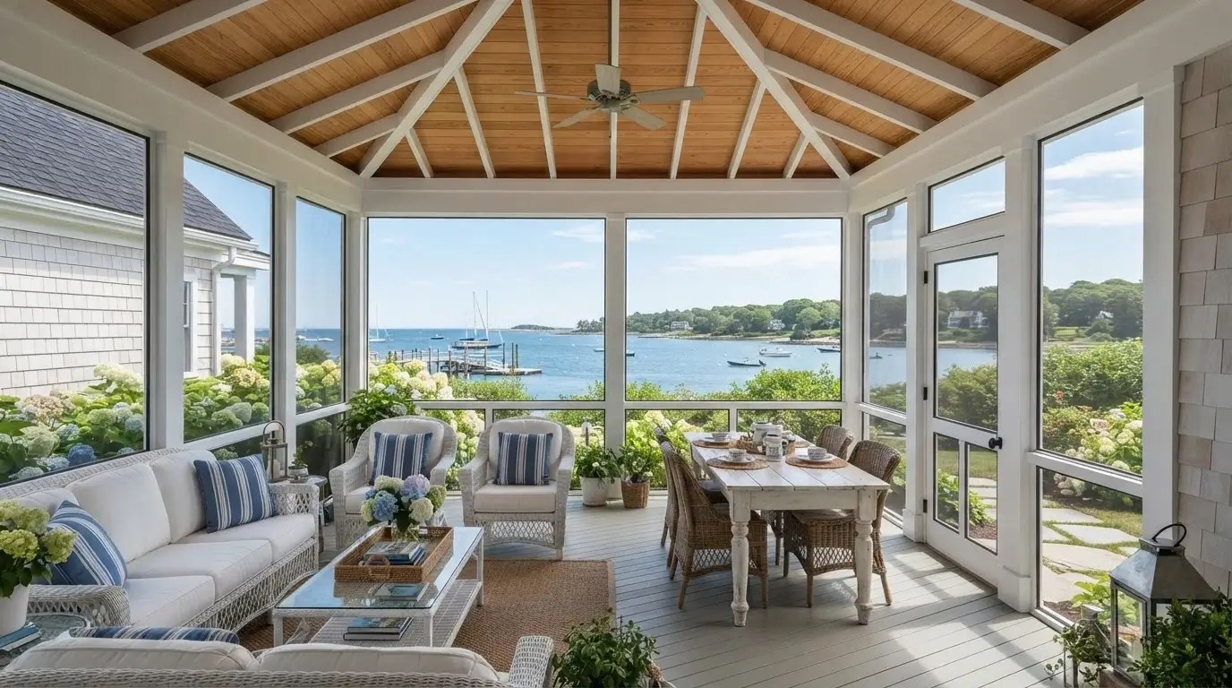 Coastal New England screened porch