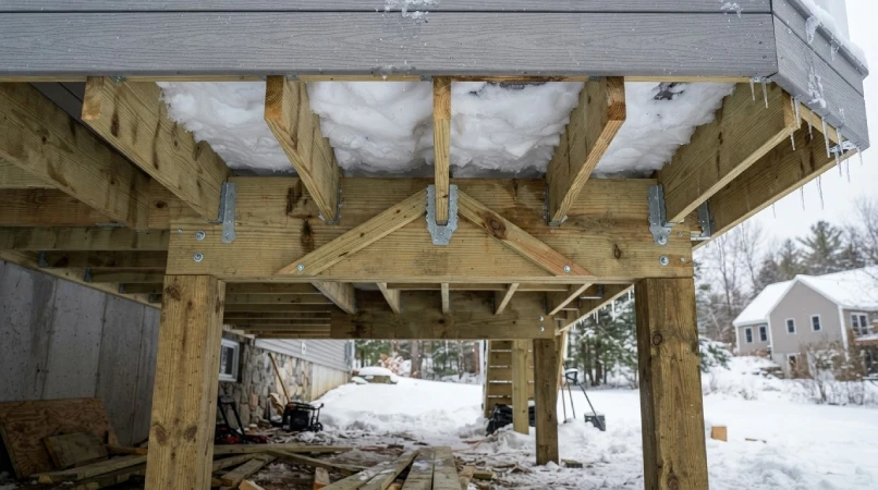 Deck structure snow load capacity winter New England