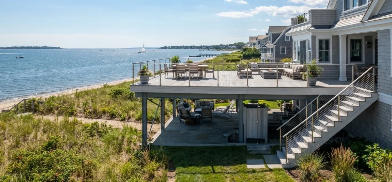 Elevated AZEK PVC deck Old Saybrook, CT by Decks US