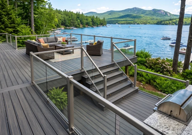 Luxuary railing Deck Building in Coast New England Area