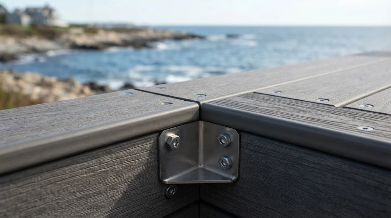 Marine-grade stainless steel deck bracket coastal installation