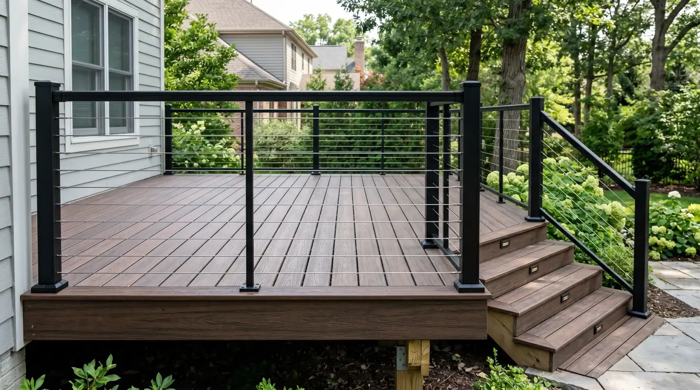Modern deck cable railing repair Connecticut