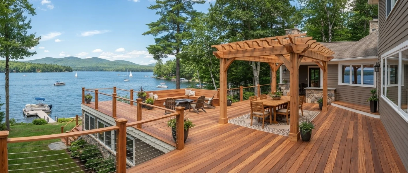 Western Red Cedar wraparound deck Wolfeboro, NH by Decks US