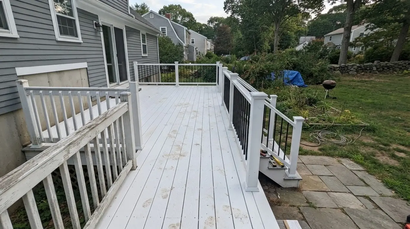 White composite deck repair completed New England