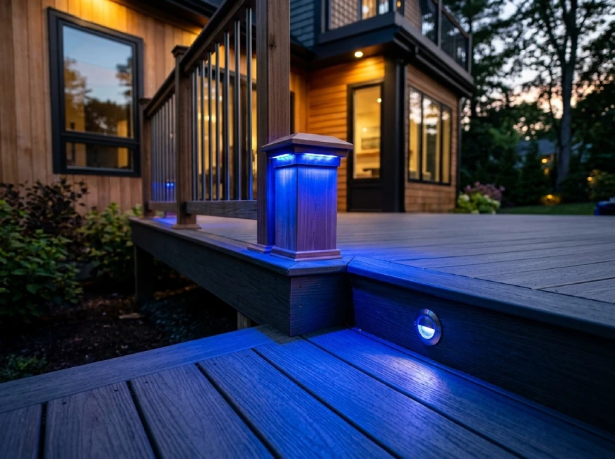 Color changing RGB LED deck lighting blue smart system