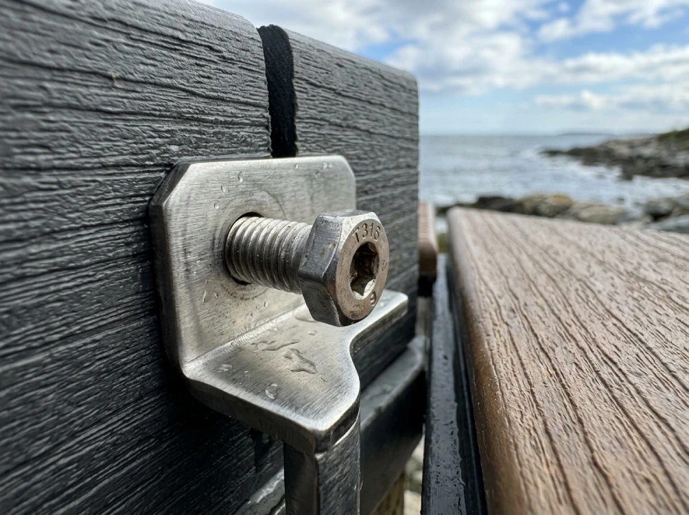 Marine grade T316 stainless hardware PVC decking coastal detail