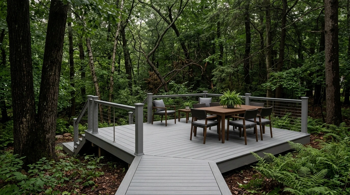 PVC decking shaded woodland Massachusetts mold mildew resistant