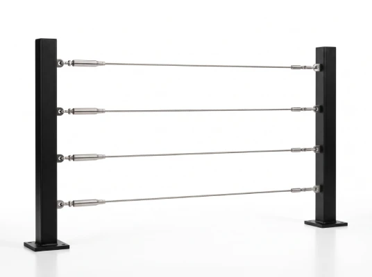 horizontal cables, black posts